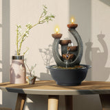 Load image into Gallery viewer, Tabletop Water Fountain Indoor Waterfall Fountains with Candle Holder, Feng Shui Zen Meditation Relaxation Fountain for Home Office Decor