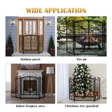 Load image into Gallery viewer, BEAMNOVA 45X33 inch Decorative Fireplace Screen with Door Outdoor Fireplace Cover Screen 3 Panel Iron Mesh Modern Vintage Art Decor