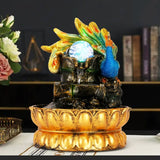 Load image into Gallery viewer, Tabletop Fountain,Peacock Water Fountains Indoor with Led Light Rolling Ball,Relaxing Water Sounds for Stress Relief ,with Lotus Flower Fountain for Office Home Decor