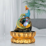 Load image into Gallery viewer, Tabletop Fountain,Peacock Water Fountains Indoor with Led Light Rolling Ball,Relaxing Water Sounds for Stress Relief ,with Lotus Flower Fountain for Office Home Decor