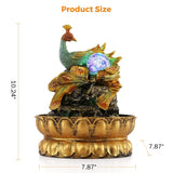 Load image into Gallery viewer, BEAMNOVA Tabletop Fountain,Peacock Water Fountains Indoor with Led Light Rolling Ball,Relaxing Water Sounds for Stress Relief ,with Lotus Flower Fountain for Office Home Decor